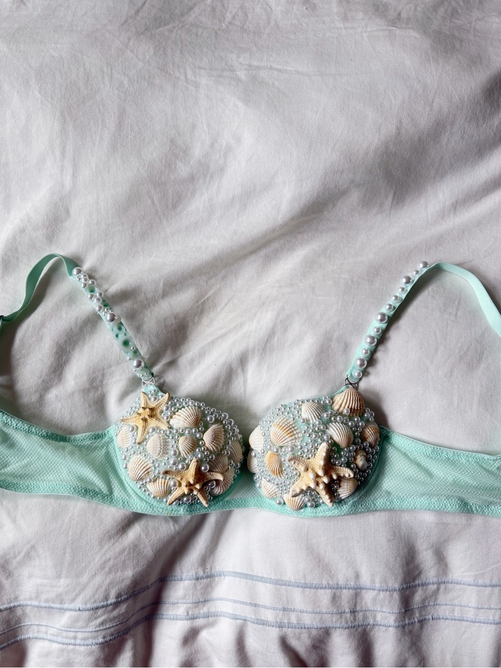 Sea Shell Embellished Mint Bra - Women Intimates & Sleepwear